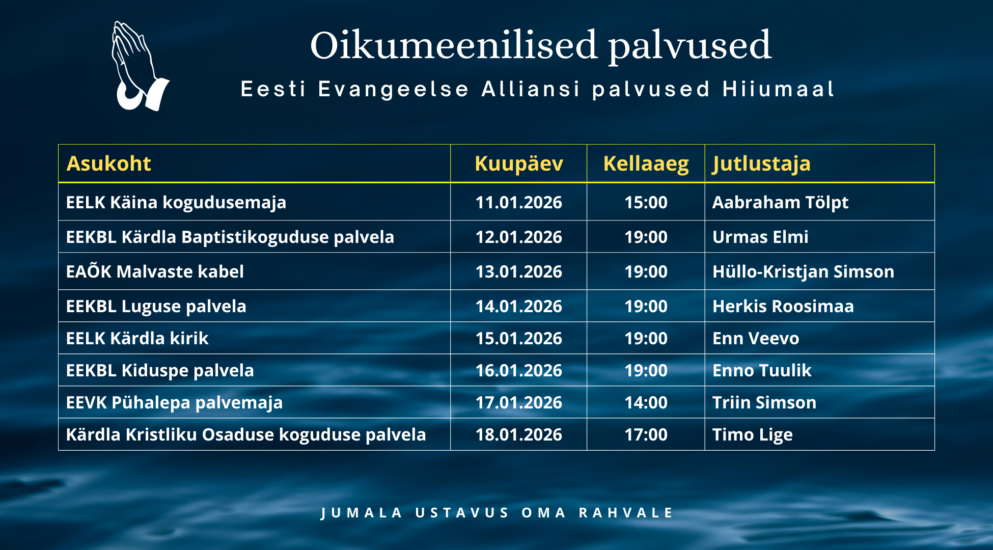 Alliansspalvenädala kava Hiiumaal 2026